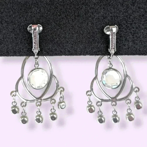 (2/$20) Vintage Celebrity Dangling Rhinestone Earrings - Picture 4 of 7